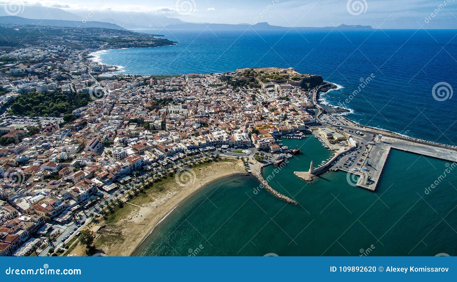 greece. island of crete. rethymno. drone photography contest. lighthouse